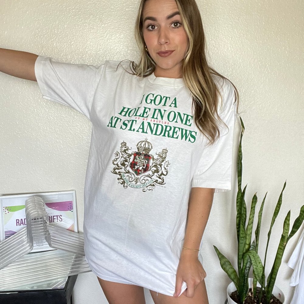Vintage 90's St Andrews I got A Hole in One Tee Adult Large Single Stitch